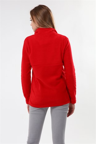 Luvmabelly MYRA4553 Fermuarlı Emzirme Sweatshirt -Kırmızı